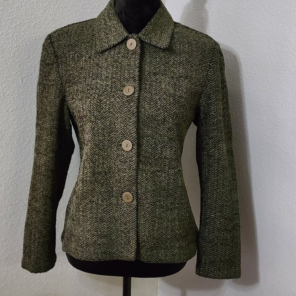 Jaclyn Smith Blazer Women’s Size 10 Green Ladies Dress Jacket‎ Collard Button Up